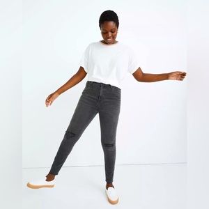 Madewell curvy high rise distressed black skinny jeans
